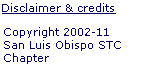 Disclaimer, credits, copyright